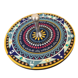 Dorit Judaica Large Multi-Color Al Hanisim Wooden Dreidel